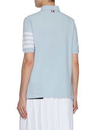 Back View - Click To Enlarge - THOM BROWNE - 4-Bar Sleeve Cotton Polo Shirt