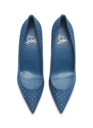 Detail View - Click To Enlarge - CHRISTIAN LOUBOUTIN - Kate Plum 85 Strass Denim Pumps