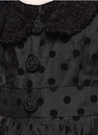Detail View - Click To Enlarge - MARC JACOBS - Flocked polka dot crochet collar silk dress