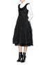 Figure View - Click To Enlarge - MARC JACOBS - Flocked polka dot crochet collar silk dress