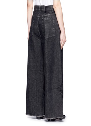 Back View - Click To Enlarge - MARC JACOBS - Foldover front embroidered wide leg jeans