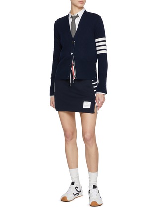 Figure View - Click To Enlarge - THOM BROWNE - 4 Bar Colour Block Cotton Mini Skirt