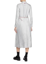 THOM BROWNE | Pleated Bottom Belted Silk Shirt Dress | Women