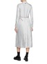 Back View - Click To Enlarge - THOM BROWNE - Pleated Bottom Belted Silk Shirt Dress