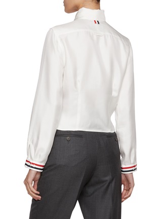 Back View - Click To Enlarge - THOM BROWNE - Bow Collar Silk Blouse