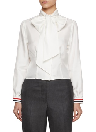 Main View - Click To Enlarge - THOM BROWNE - Bow Collar Silk Blouse