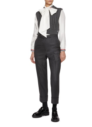 Figure View - Click To Enlarge - THOM BROWNE - Bow Collar Silk Blouse