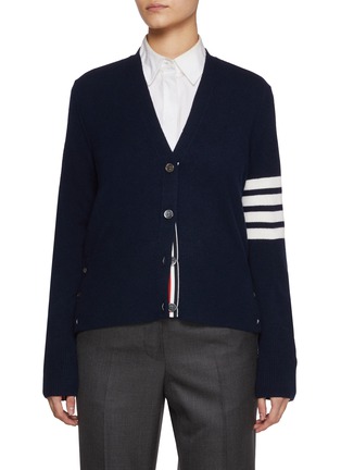 Main View - Click To Enlarge - THOM BROWNE - Mr & Mrs Gingerbread 4 Bar Wool Cardigan