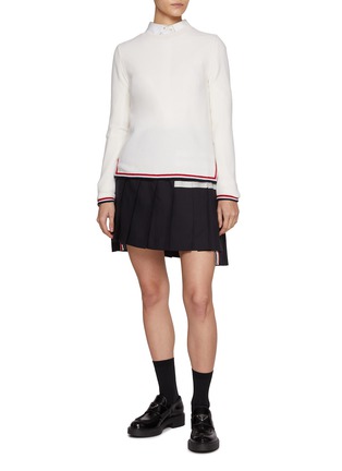 Figure View - Click To Enlarge - THOM BROWNE - Long Sleeve Cashmere Knit Top