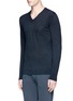 Front View - Click To Enlarge - ALTEA - Diamond print V-neck virgin wool sweater