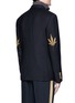 Back View - Click To Enlarge - PALM ANGELS - Hemp leaf embroidery double breasted soft blazer