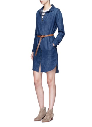 Figure View - Click To Enlarge - CLOSED - High-low hem denim shirt dress