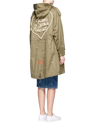 Back View - Click To Enlarge - 73115 - 'Open Your Heart' faux pearl embellished military parka