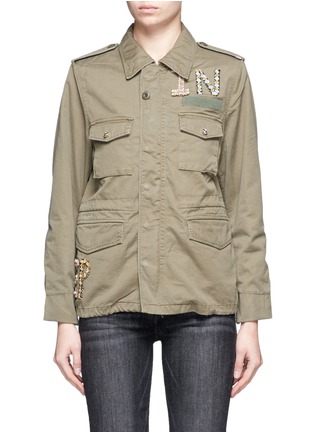 Main View - Click To Enlarge - 73115 - 'The End' floral bow appliqué military jacket