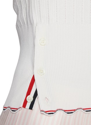  - THOM BROWNE - Scalloped Stripe Trim Silk Cotton Polo Shirt