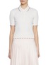 Main View - Click To Enlarge - THOM BROWNE - Scalloped Stripe Trim Silk Cotton Polo Shirt