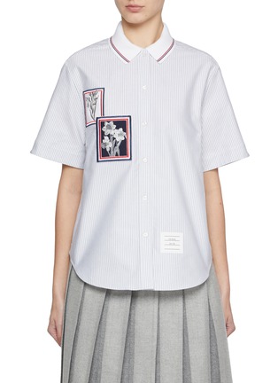 Main View - Click To Enlarge - THOM BROWNE - Floral Embroidered Patch Pocket Cotton Shirt