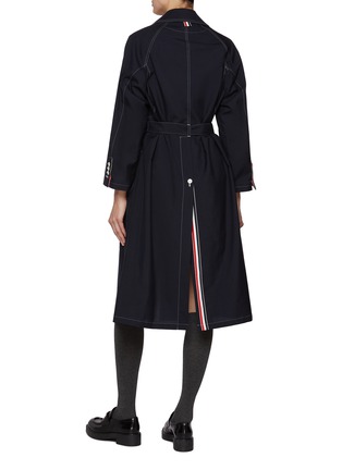 Back View - Click To Enlarge - THOM BROWNE - Patch Pocket Belted Wool Blend Car Coat