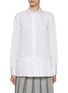 Main View - Click To Enlarge - THOM BROWNE - Point Collar Pleated Bottom Coton Shirt