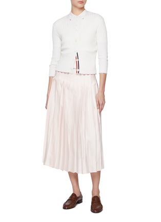 Figure View - Click To Enlarge - THOM BROWNE - RWB Piping Pleated Silk Skirt