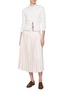 Figure View - Click To Enlarge - THOM BROWNE - RWB Piping Pleated Silk Skirt