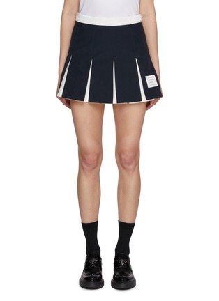 Main View - Click To Enlarge - THOM BROWNE - Contrast Insert Cotton Blend Mini Box Skirt