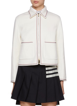 Main View - Click To Enlarge - THOM BROWNE - RWB Piping Patch Pocket Cashmere Golf Jacket