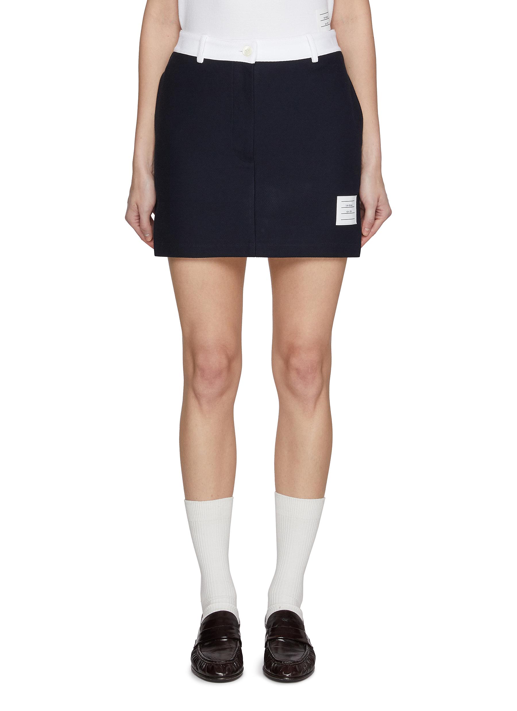 Thom Browne｜SKIRTS (BELT LOOP MINI SKIRT W/ CONTRAST WA Thom Browne Mini skirt with belt loops and contrast