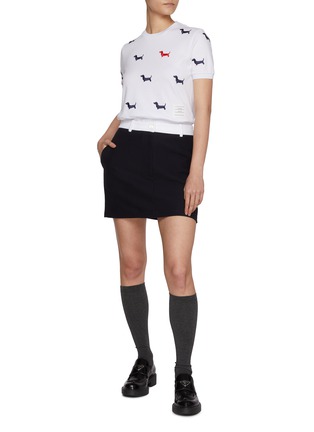 Figure View - Click To Enlarge - THOM BROWNE - Contrast Waistband Cotton Mini Skirt