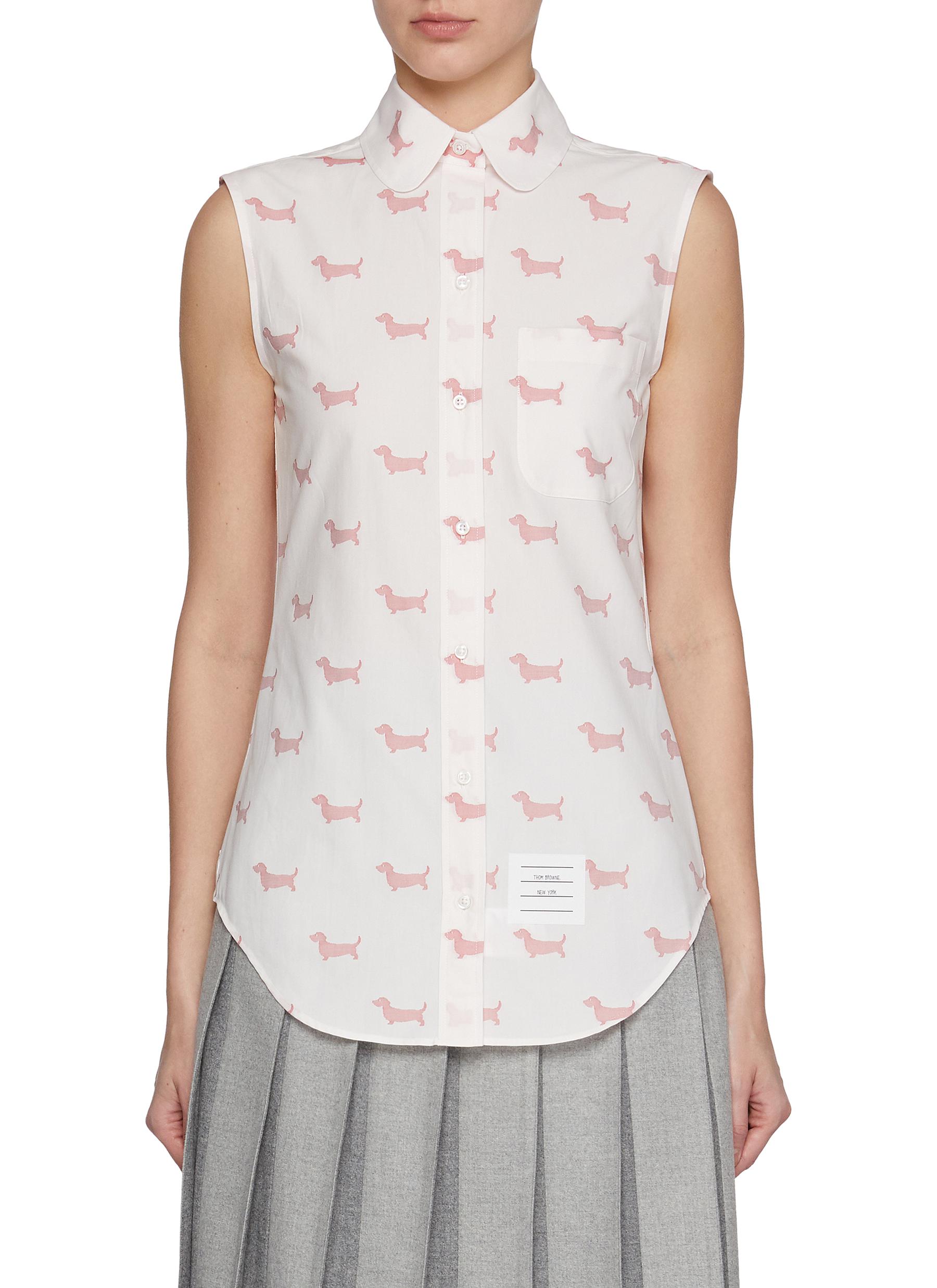THOM BROWNE | Sleeveless Club Collar Hector Print Cotton