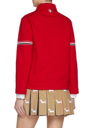 Back View - Click To Enlarge - THOM BROWNE - Club Collar RWB Armband Cotton Blend Jacket