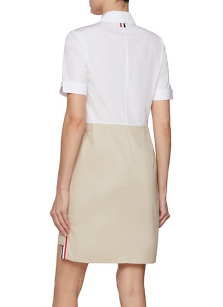 Back View - Click To Enlarge - THOM BROWNE - Two-Tone Pocket Shirt Dress