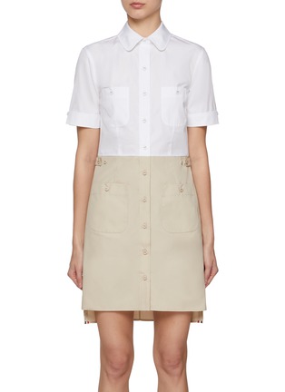 Main View - Click To Enlarge - THOM BROWNE - Two-Tone Pocket Shirt Dress