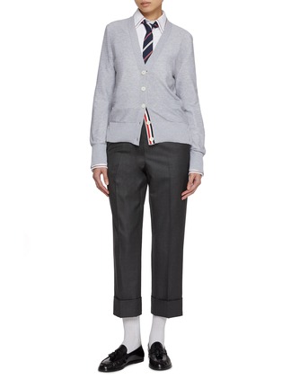 Figure View - Click To Enlarge - THOM BROWNE - V-Neck Cotton Silk Cardigan