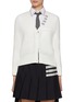 Main View - Click To Enlarge - THOM BROWNE - V-Neck 3/4 Sleeve Cotton Cardigan