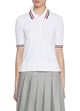 Main View - Click To Enlarge - THOM BROWNE - Striped Trim Polo Shirt