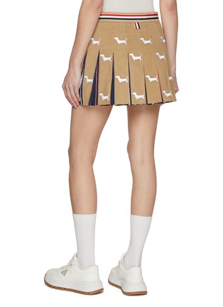 Back View - Click To Enlarge - THOM BROWNE - Hector Appliqué Pleated Cotton Blend Mini Skirt