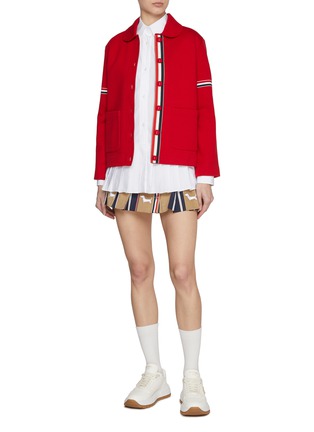 Figure View - Click To Enlarge - THOM BROWNE - Hector Appliqué Pleated Cotton Blend Mini Skirt