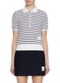 Main View - Click To Enlarge - THOM BROWNE - Contrast Edge Ribbed Cotton Blend Polo Shirt