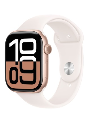 Detail View - Click To Enlarge - APPLE - Apple Watch Series 10 GPS — Rose Gold Aluminium Case 46mm/Light Blush Sport Band M/L