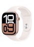 Detail View - Click To Enlarge - APPLE - Apple Watch Series 10 GPS — Rose Gold Aluminium Case 46mm/Light Blush Sport Band M/L