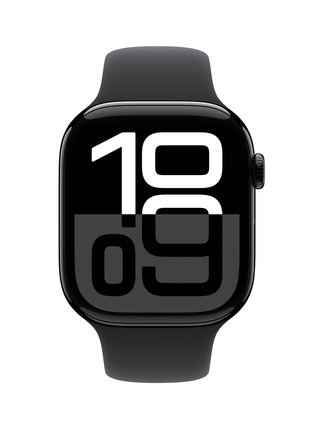 Main View - Click To Enlarge - APPLE - Apple Watch Series 10 GPS — Jet Black Aluminium Case 46mm/Black Sport Band M/L