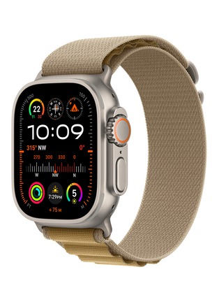 Detail View - Click To Enlarge - APPLE - Apple Watch Ultra 2 GPS + Cellular — Nautral Titanium Case 49mm/Tan Alpine Medium Loop