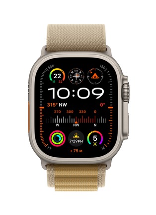 Main View - Click To Enlarge - APPLE - Apple Watch Ultra 2 GPS + Cellular — Nautral Titanium Case 49mm/Tan Alpine Medium Loop