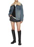 Figure View - Click To Enlarge - MO&CO. - Faux Fur Collar Medium Wash Denim Jacket