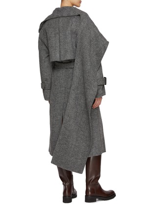 Back View - Click To Enlarge - MO&CO. - Belted Scarf Collar Coat