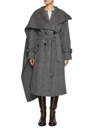 Main View - Click To Enlarge - MO&CO. - Belted Scarf Collar Coat