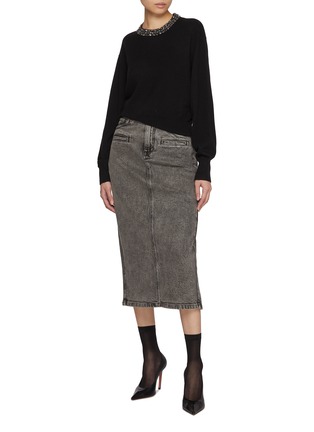 Figure View - Click To Enlarge - MO&CO. - Dark Wash Denim Maxi Skirt