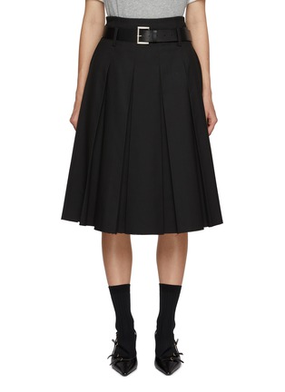 Main View - Click To Enlarge - MO&CO. - Raw Hem Belted Pleated Skirt