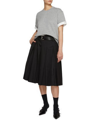 Figure View - Click To Enlarge - MO&CO. - Raw Hem Belted Pleated Skirt